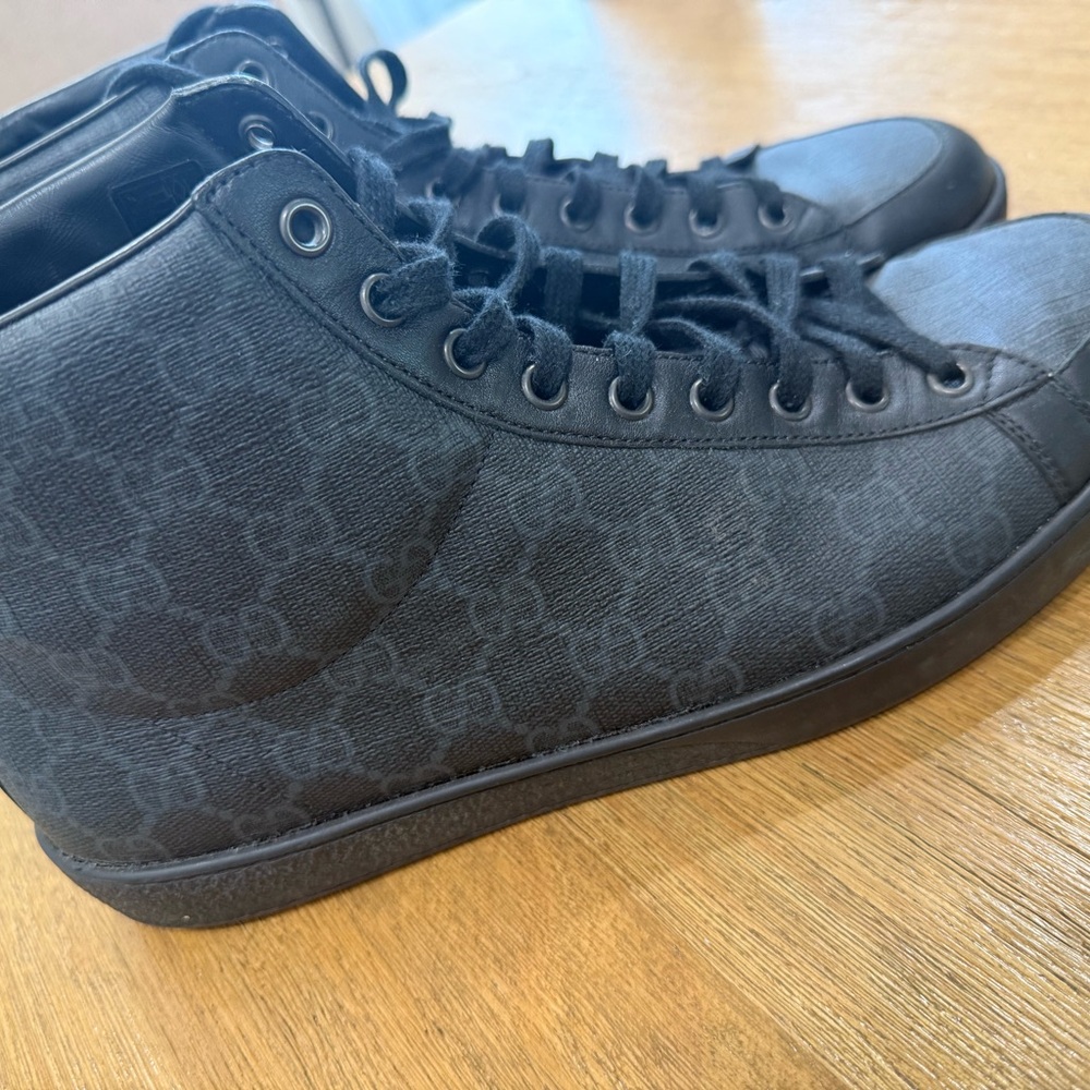 Gucci Black Monogram High-Top Sneakers Size EU 9.5/US 10.5